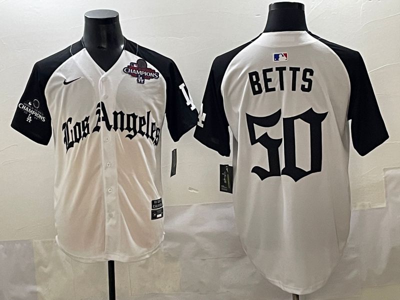 Men 2025 Los Angeles Dodgers #50 Betts White black Five generations Joint Name Nike MLB Jersey style 5266->los angeles dodgers->MLB Jersey